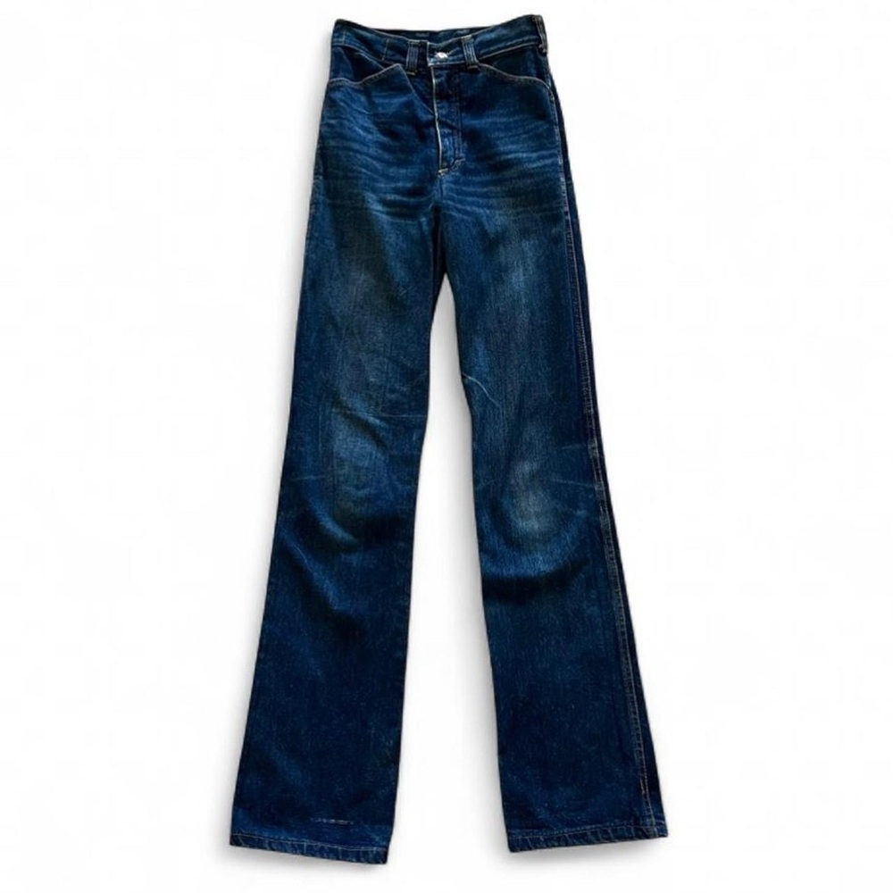 Designer Fiorucci Rare Vintage 80s Dark Wash High Rise Long Jeans
